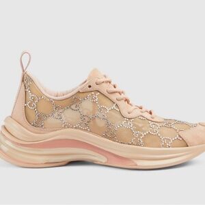 Gucci Beige and Pink Mesh Sneakers
